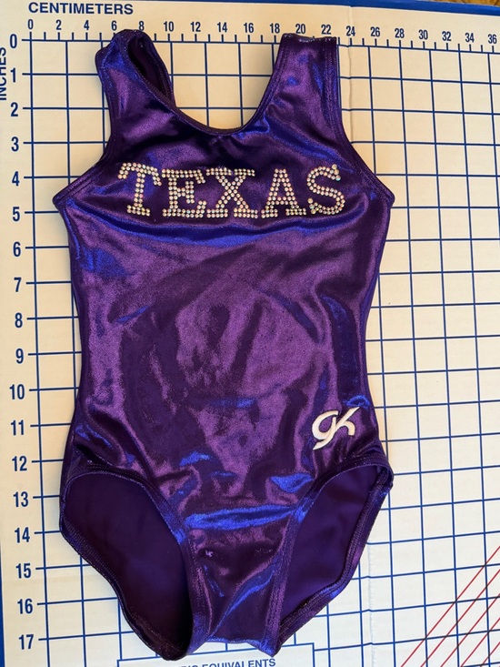 GK Other - GK Purple Metallic Gymnastics Leotard with Rhinestone TEXAS